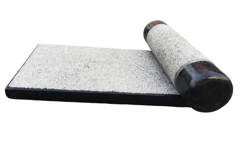 EZAHK Granite Stone Black Ammikallu Large Size 15x10 Inch Mortar and PestleOkhli Khalbatta Kharal MixerDesign for Kitchen Home Herbs and Spices  - Image 5