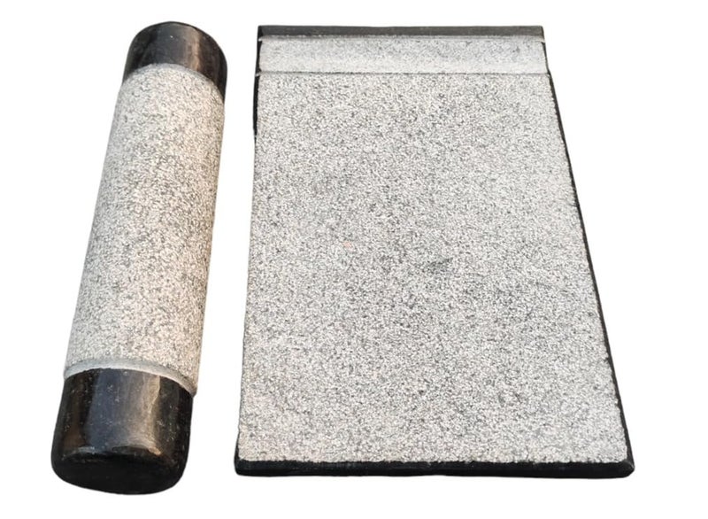 EZAHK Granite Stone Black Ammikallu Large Size 15x10 Inch Mortar and PestleOkhli Khalbatta Kharal MixerDesign for Kitchen Home Herbs and Spices  - Image 3
