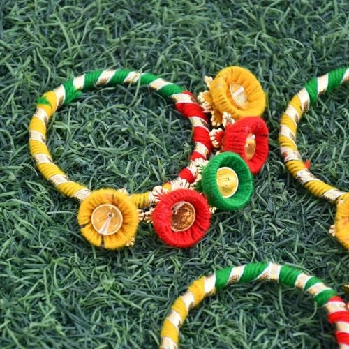 Saugat Traders Handmade Gota Patti Bangles with Hangings Return Gift for Women for Pooja Varalakshmi Vratham, Wedding, Haldi Ceremony, Mehndi Function, Bridal Shower Gifting Potli Bags (10 Pairs) - Image 4