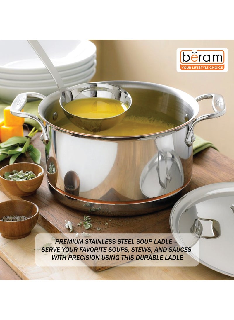 بيرام مغرفة شوربة بيرام هونور من الفولاذ المقاوم للصدأ 304، ملعقة شوربة، أداة مطبخ، أداة طهي، ملعقة تقديم، درجة غذائية، غير قابلة للتشوه، مدم - Image 3