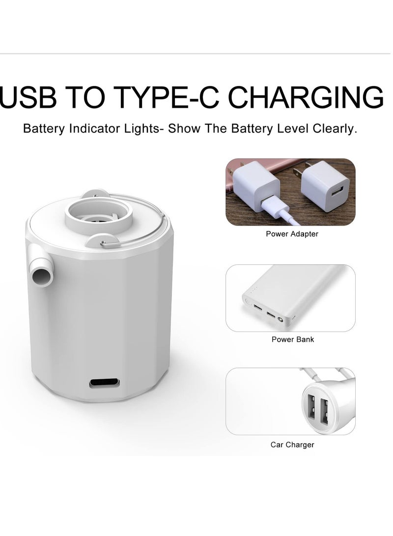 Barakah Portable Mini Electric Air Pump with 3 Camping Light Mode and 5 Air Nozzles for Inflatables, Balloon, Vacuum Storage Bag, Air Bed, Pool Floats, Swimming Ring, Outdoor Air Mattress, Toys, White - Image 3