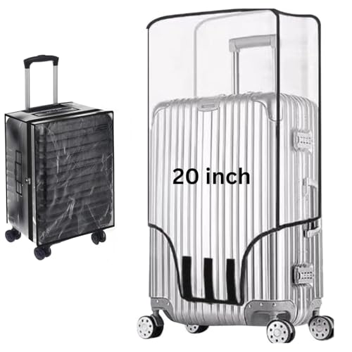 Tusmad Suitcase Cover Small | 20 Inch Transparent PVC Luggage Cover for Hard Trolley Bag (50 CM) Waterproof Clear Protective Trolley Bag Cover with Zipper Travel Dustproof Protector - Image 1