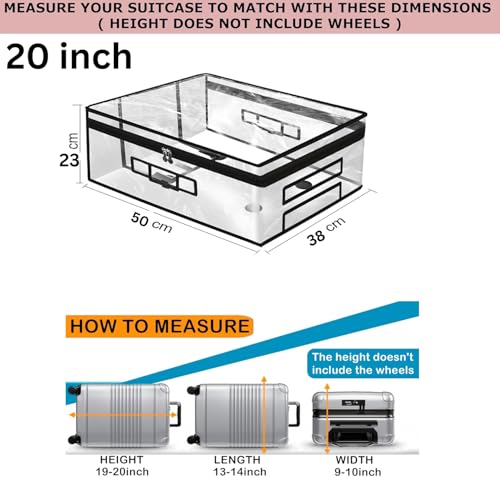 Tusmad Suitcase Cover Small | 20 Inch Transparent PVC Luggage Cover for Hard Trolley Bag (50 CM) Waterproof Clear Protective Trolley Bag Cover with Zipper Travel Dustproof Protector - Image 2