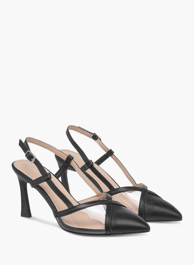 Flora Bella By Shoexpress Women Pointed Toe Slingback Shoes with Stiletto Heels and Buckle Closure  - Image 1
