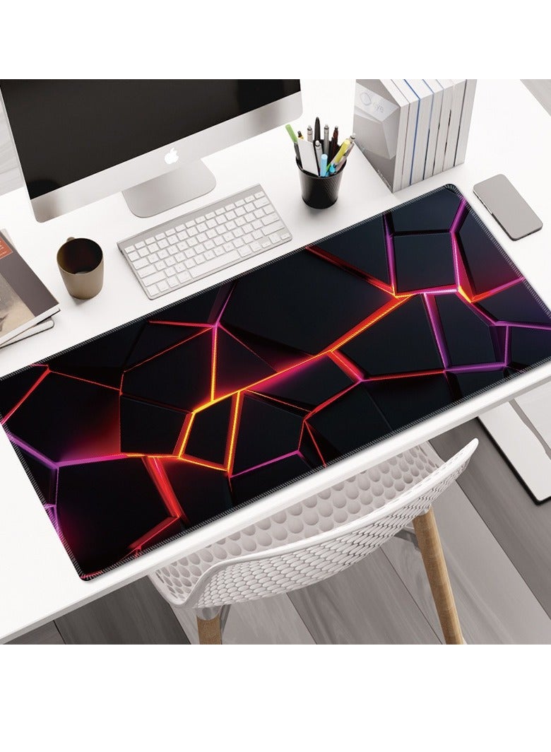 Beauenty 3D Geometry Desk Pad Mouse Pad Colorful Crack Cool Extended Gaming Mouse Pad Mat with Stitched Edge Non-Slip Base Big Mouse Pad Office Computer Keyboard Laptop Home 800*300*3mm - Image 2