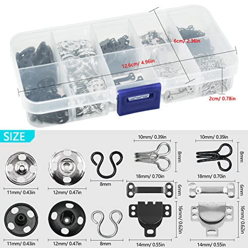 Renashed 100 Pairs 3 Styles Skirt Hooks and Eyes Hook Closures, Sewing Snaps Fasteners Press Studs Clothing Fixing Hook Sewing Hook and Eye Latch or Skirt Dress Bra Sewing DIY Crafting - Image 3