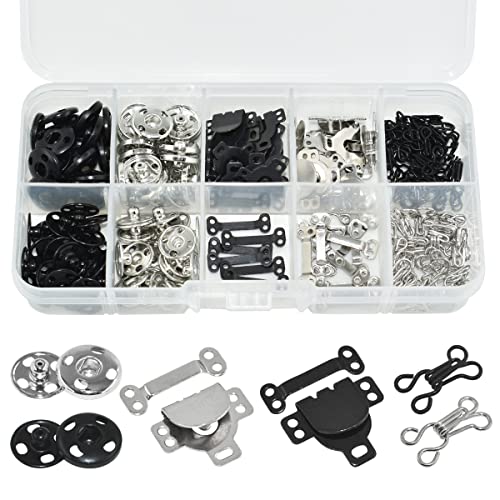 Renashed 100 Pairs 3 Styles Skirt Hooks and Eyes Hook Closures, Sewing Snaps Fasteners Press Studs Clothing Fixing Hook Sewing Hook and Eye Latch or Skirt Dress Bra Sewing DIY Crafting - Image 1