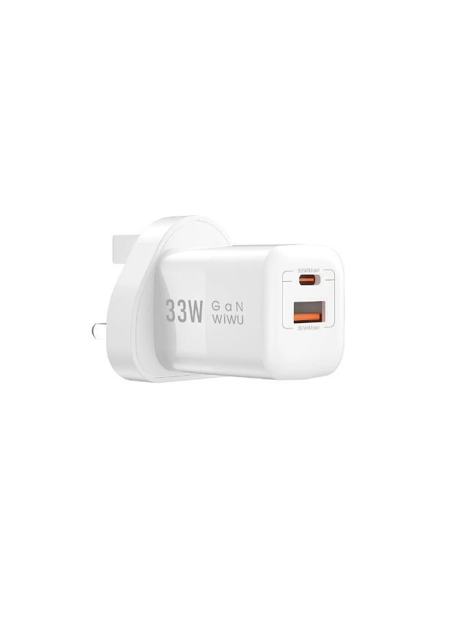 دبليو اي دبليو يو WIWU Wi-U008 Nano Series GaN 33W PD+QC Fast Wall Charging Adapter - White white - Image 3