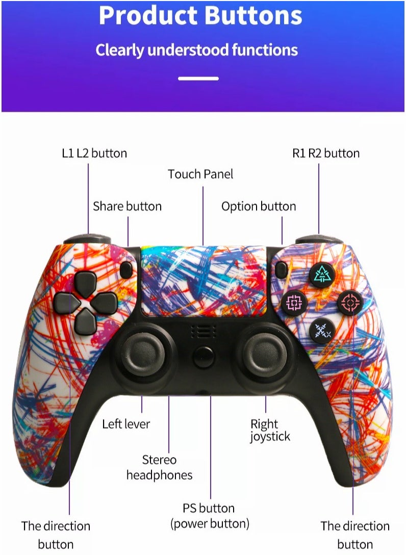 Camouflage Wireless Controller for PlayStation 4/PC/Steam with Gyroscope and Dual Vibration