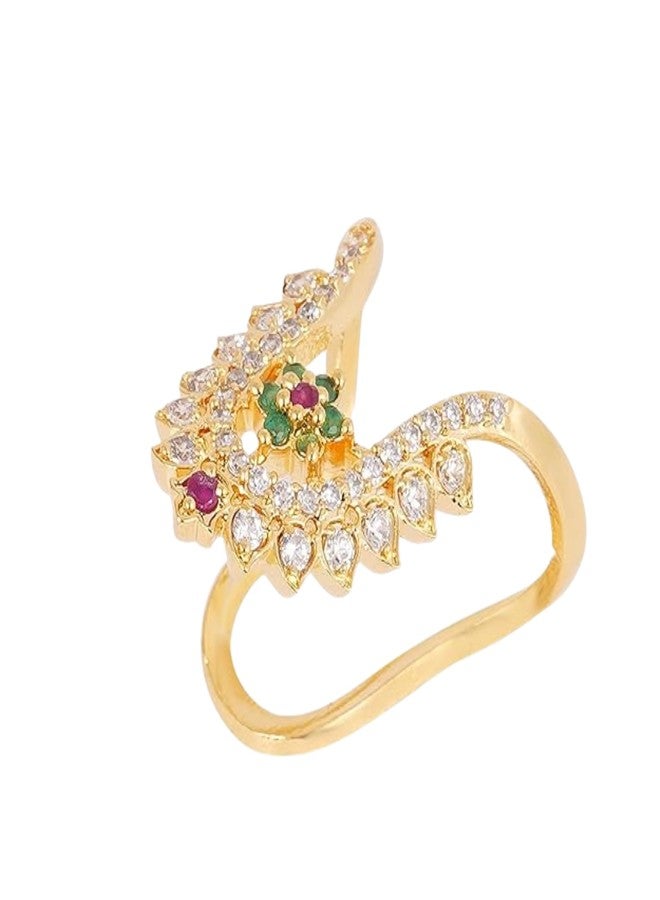 ZEELLO Women's Brass Traditional Gold Plated Vanki Finger Ring - Image 1