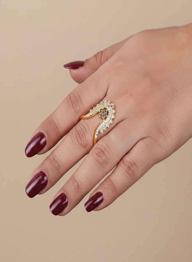 ZEELLO Women's Brass Traditional Gold Plated Vanki Finger Ring - Image 4