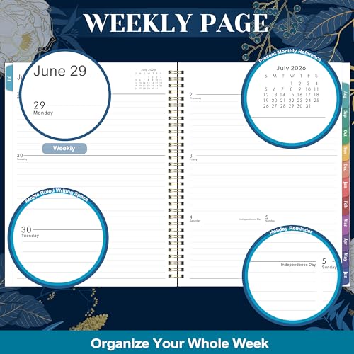 Feteulo Planner 2026-2027 - Academic Planner 2026-2027, Jul 2026 - Jun 2027, Planner Weekly and Monthly, 8.5" x 11", Monthly Tabs, Twin-Wire Binding, Holidays, Back Pocket, Habit Tracker - Image 4