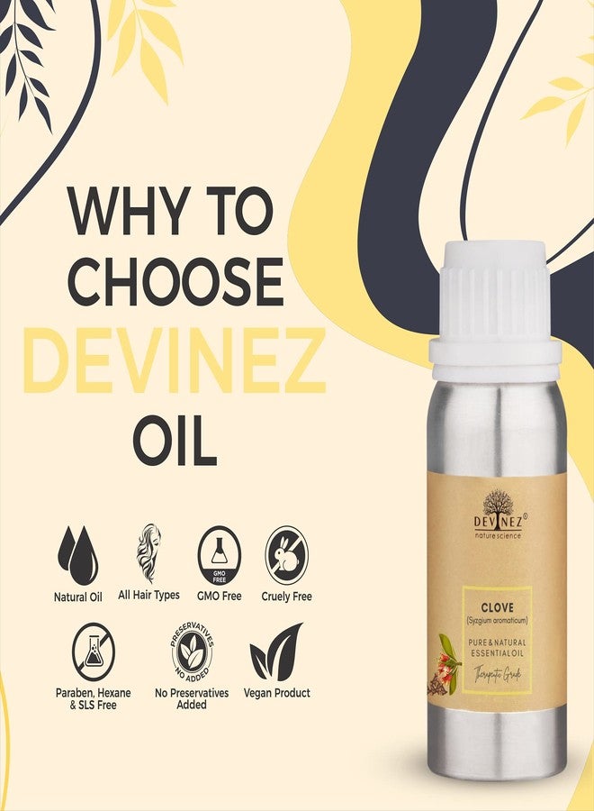 Devinez Clove (Syzygium aromaticum) Essential Oil (100ml) - 100% Pure & Potent in Premium Aluminum Bottle for Dental Comfort, Mold Cleaning, Warming Massage & DIY Balms - spicy-sweet aroma - Image 4