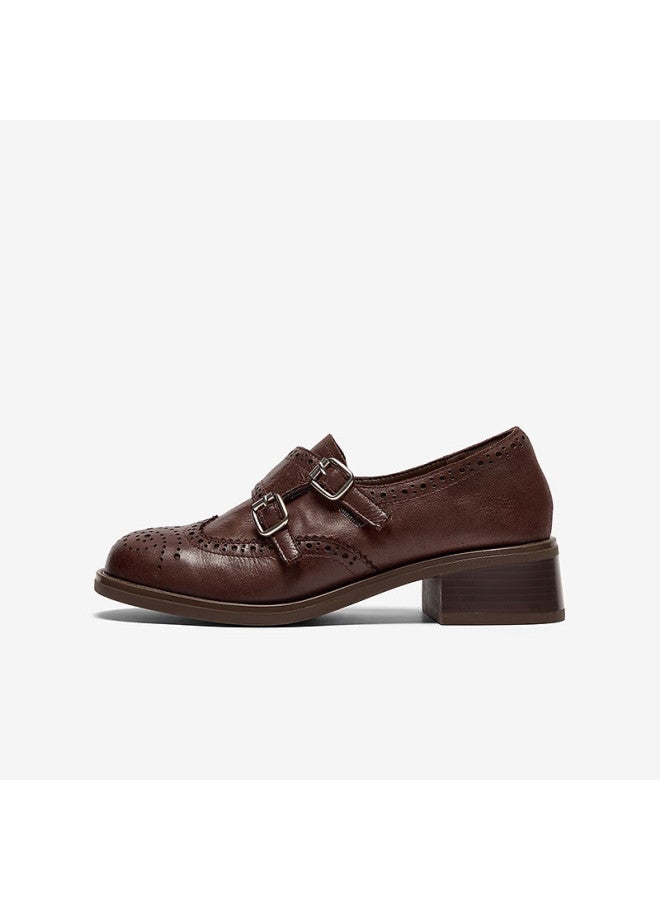 Bata Women's Loafers Autumn Cowhide Commuter Chunky Heel Shoes 51539cm5 Brown Size 39 - Image 2