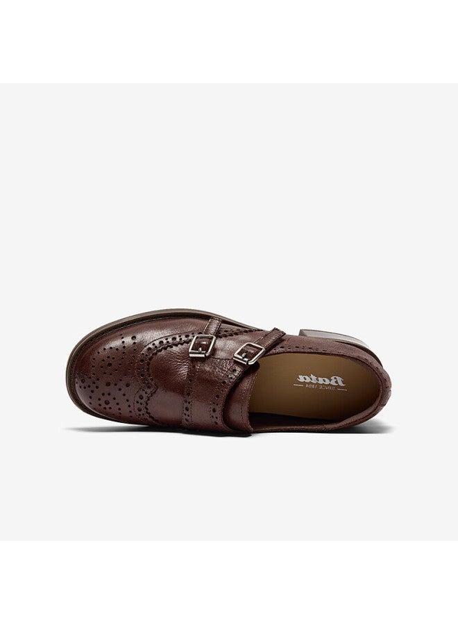 Bata Women's Loafers Autumn Cowhide Commuter Chunky Heel Shoes 51539cm5 Brown Size 39 - Image 4