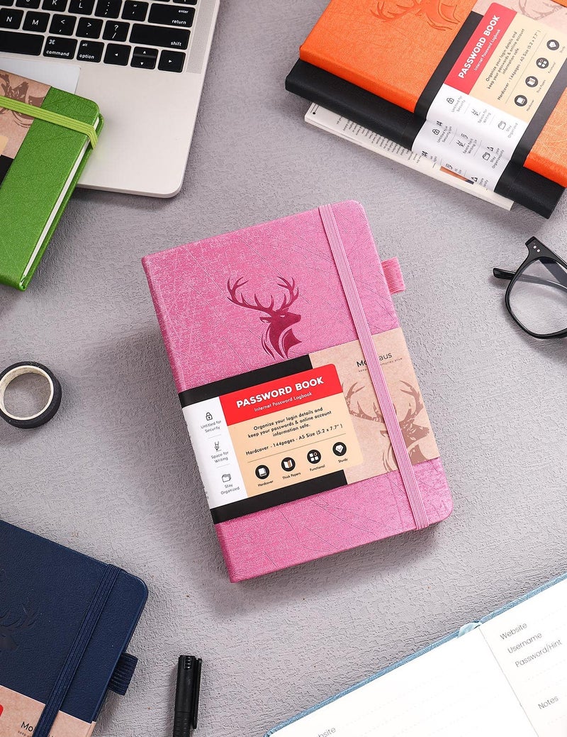 molekaus Password Book with tabs Password Keeper with Extra Password Space to Change Password. Medium Size Password Notebook for Home or Office for Internet Log In, 5.3 * 7.7in pink - Image 4