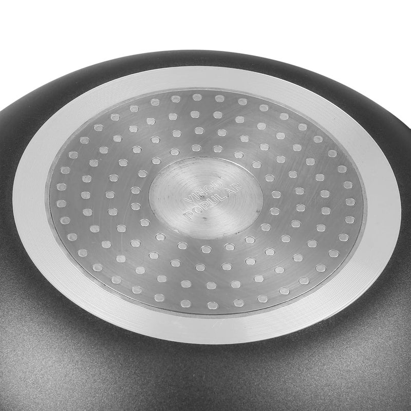 VINOD Vinod Zest Ceramica Kadai with Glass Lid 33 Litre 26 cm Natural Stick Free Deep Kadhai Stylish Handle Toxin Free Induction and Gas Base 2 Year Warranty Black  - Image 4