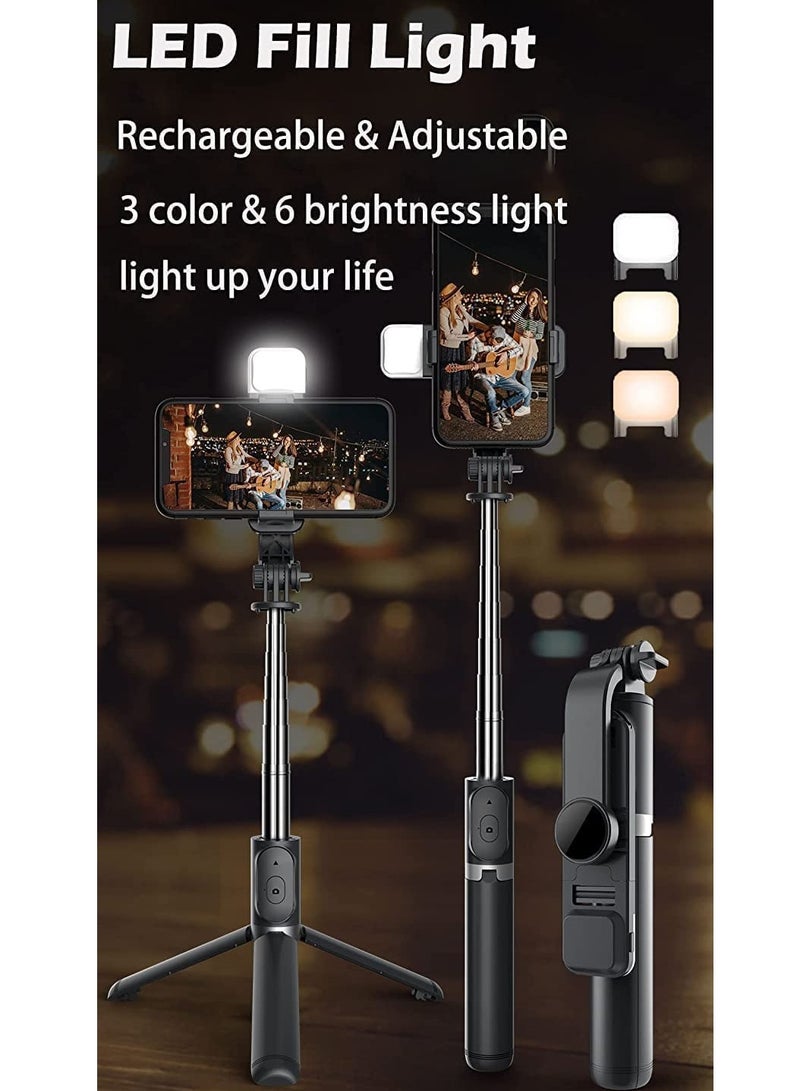 ELTRAZONE Selfie Stick with Light,Long Selfie Stick with Tripod Stand 100cm Plus,Bluetooth Mobile Selfie Stick for Mobile Phone, Makeup,Vlogging,Youtube - Image 3