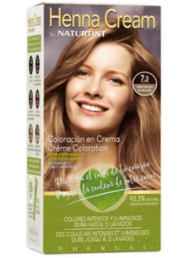 NATURTINT Henna Cream | Semi-Permanent Hair Colour Cream | To Gently Covers & Blends Finer Grey Hairs | Gives Your Hair A Natural Gloss & Shine | 7.3 Golden Blonde 