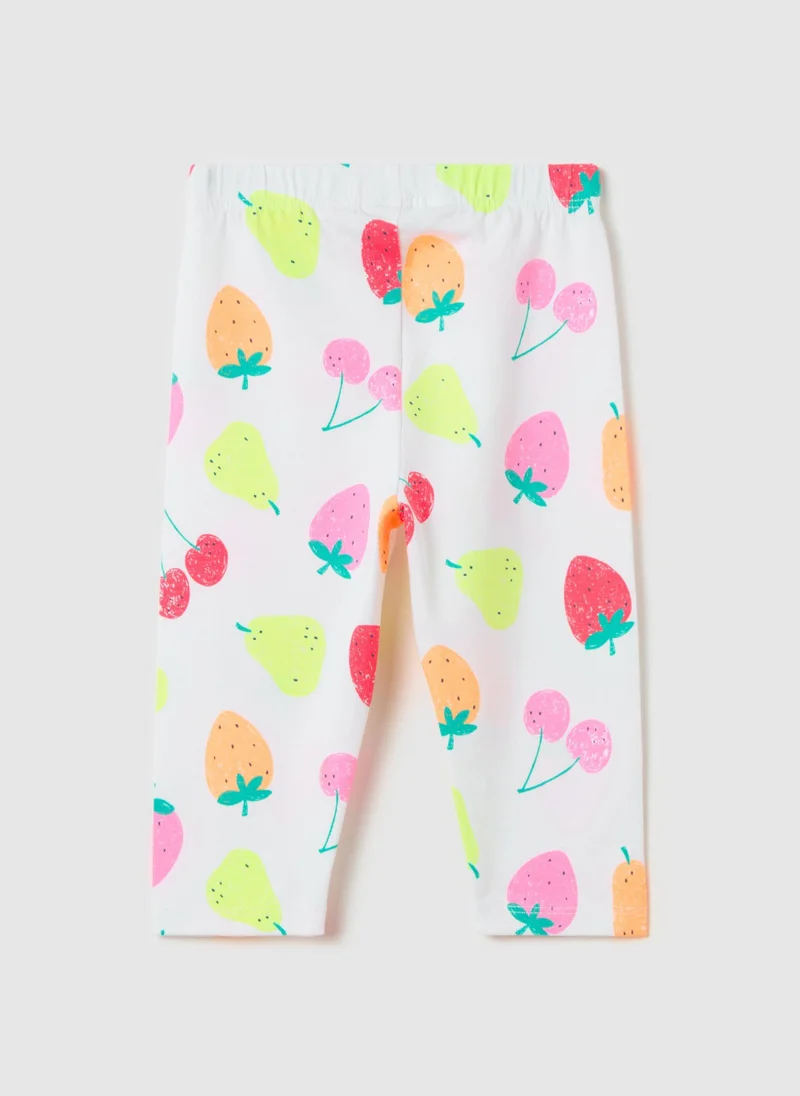 او في اس Three-Quarter Leggings In Stretch Cotton With Print
