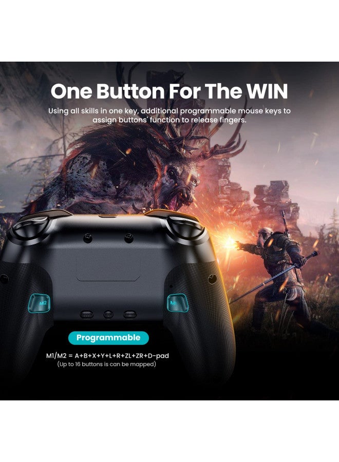 VOYEE Switch Controllers Wireless, Compatible with Switch Pro Controllers for Switch/Switch Lite/OLED/PC, One-Key Pairing Gamepad with 9-Color RGB LEDs 1000mAh Battery 6-Axis Motion Wake Up Function