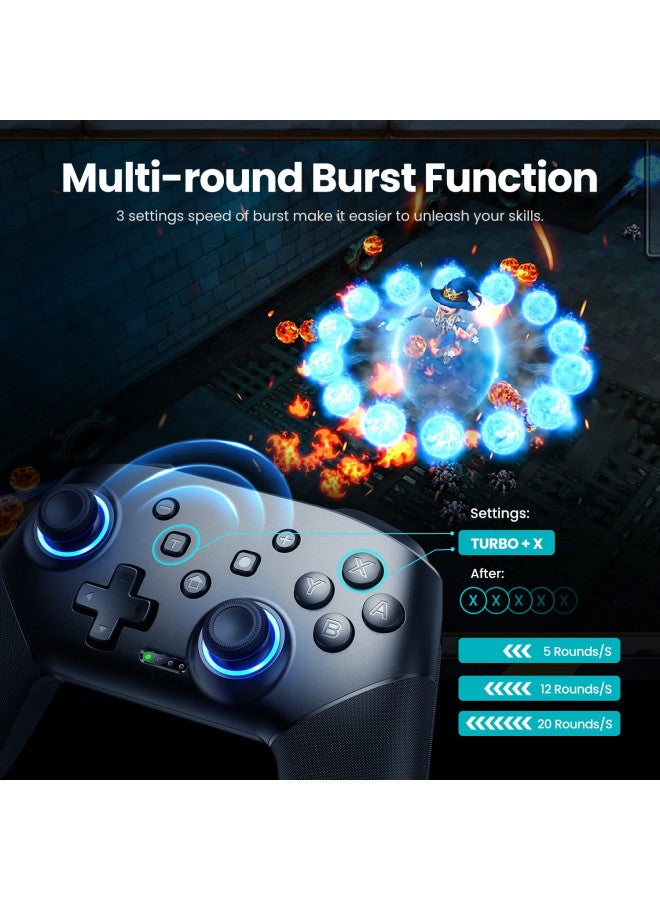 VOYEE Switch Controllers Wireless, Compatible with Switch Pro Controllers for Switch/Switch Lite/OLED/PC, One-Key Pairing Gamepad with 9-Color RGB LEDs 1000mAh Battery 6-Axis Motion Wake Up Function