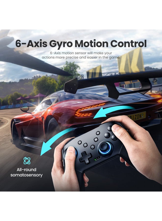 VOYEE Switch Controllers Wireless, Compatible with Switch Pro Controllers for Switch/Switch Lite/OLED/PC, One-Key Pairing Gamepad with 9-Color RGB LEDs 1000mAh Battery 6-Axis Motion Wake Up Function