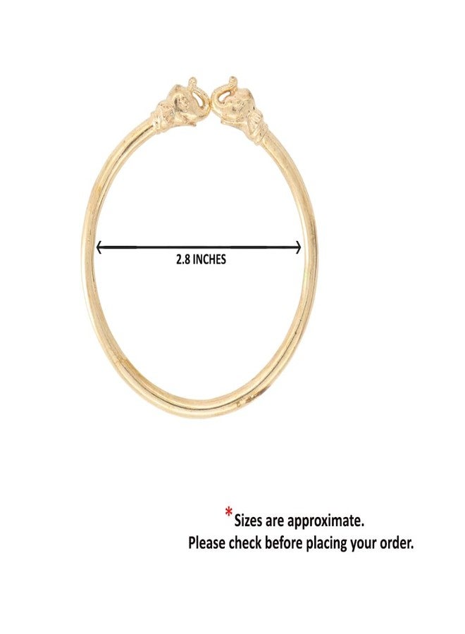 MOONPLUS Gold Plated Adjustable Elephant Kada | Traditional Bracelet Bangle | Metal Adjustable Yanai Kappu for Men/Women - Image 3