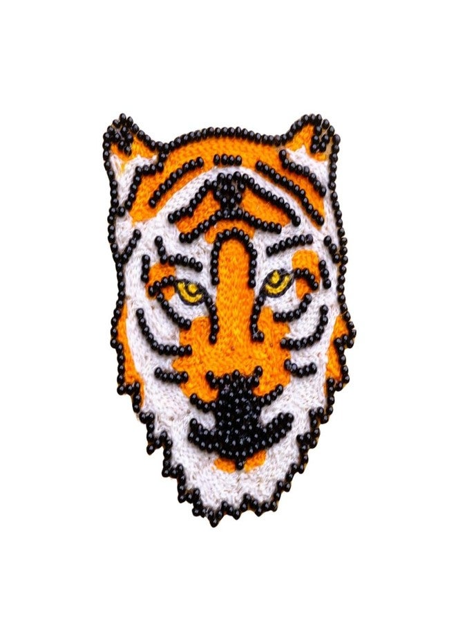 Abeo Handmade Tiger Brooch Pin for Women and Men | Embroidered Beaded Lapel Pin for Valentine’s Day, Jackets Shirts Bags and Cloths Accessories | Stylish Fashionable Badge Pins, 5-6 cm (Orange, Black) - Image 2