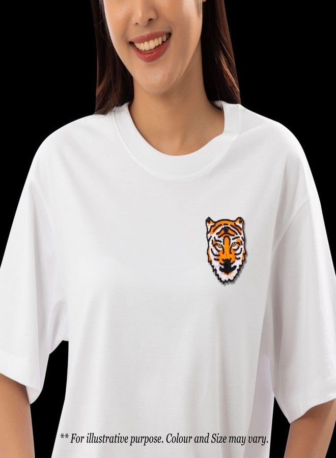 Abeo Handmade Tiger Brooch Pin for Women and Men | Embroidered Beaded Lapel Pin for Valentine’s Day, Jackets Shirts Bags and Cloths Accessories | Stylish Fashionable Badge Pins, 5-6 cm (Orange, Black) - Image 5