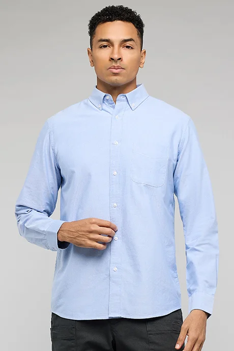 R&B Pocket Front Shirt with Button-Down Collar and Long Sleeves