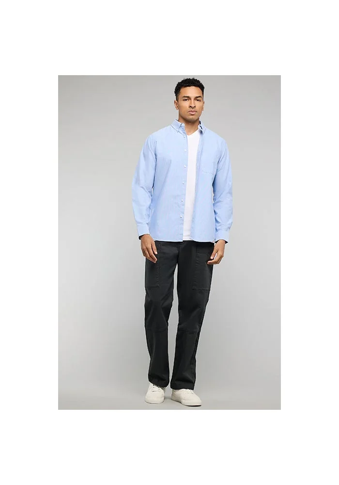 أر أند بي Pocket Front Shirt with Button-Down Collar and Long Sleeves