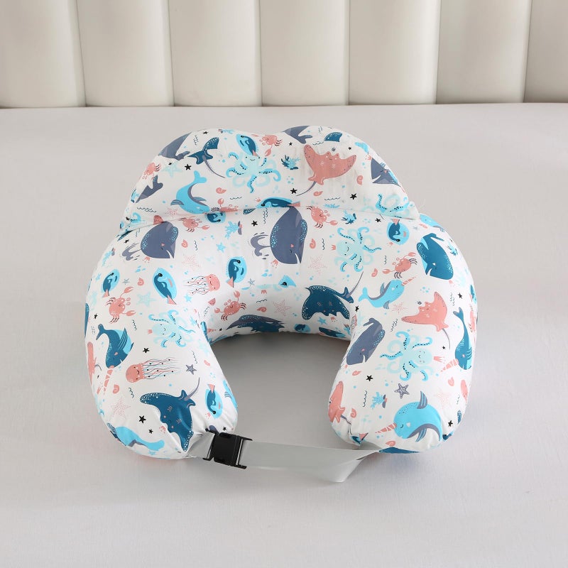 BABYLIAN Nursing Pillow for Breastfeeding,Ergonomic Baby Feeding Pillows with Removable Washable Cotton Slipcover, Adjustable Waist Strap,Plus Size,More Support for Mom and Baby(Underwater World) æ–°å“ - Image 2