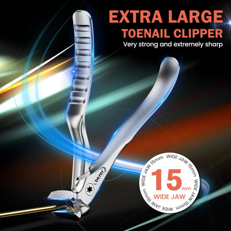 BEZOX Toenail Clippers for Seniors â€“ Upgraded Long Handled Curved Head Toe Nails Clipper for Thick Nails for Elderly, Ergonomic Fingernail Scissors Cutters - Silver - Image 3