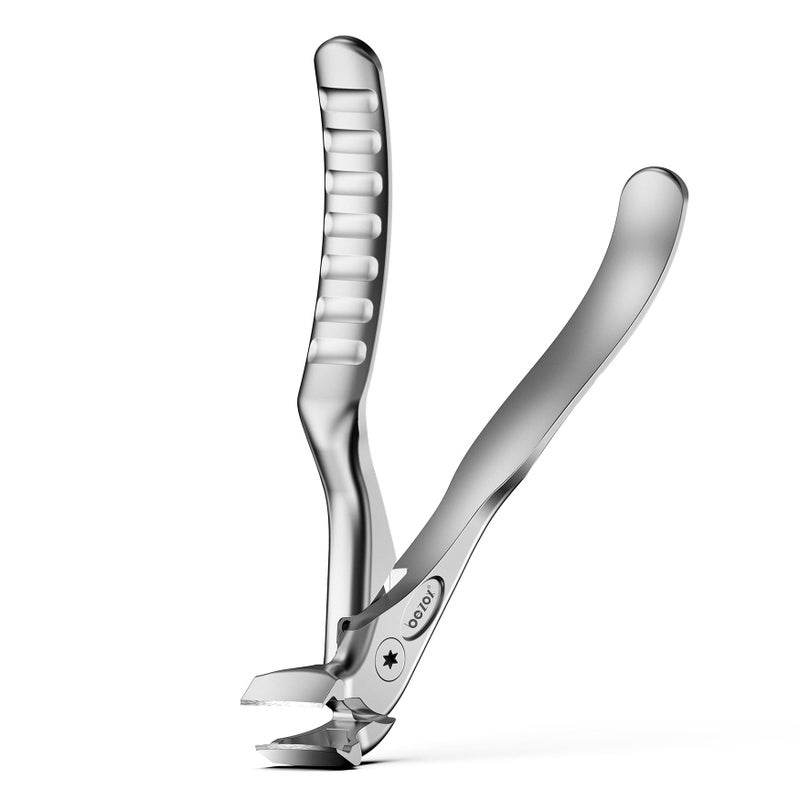BEZOX Toenail Clippers for Seniors â€“ Upgraded Long Handled Curved Head Toe Nails Clipper for Thick Nails for Elderly, Ergonomic Fingernail Scissors Cutters - Silver - Image 1