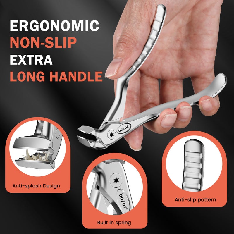 BEZOX Toenail Clippers for Seniors â€“ Upgraded Long Handled Curved Head Toe Nails Clipper for Thick Nails for Elderly, Ergonomic Fingernail Scissors Cutters - Silver - Image 4