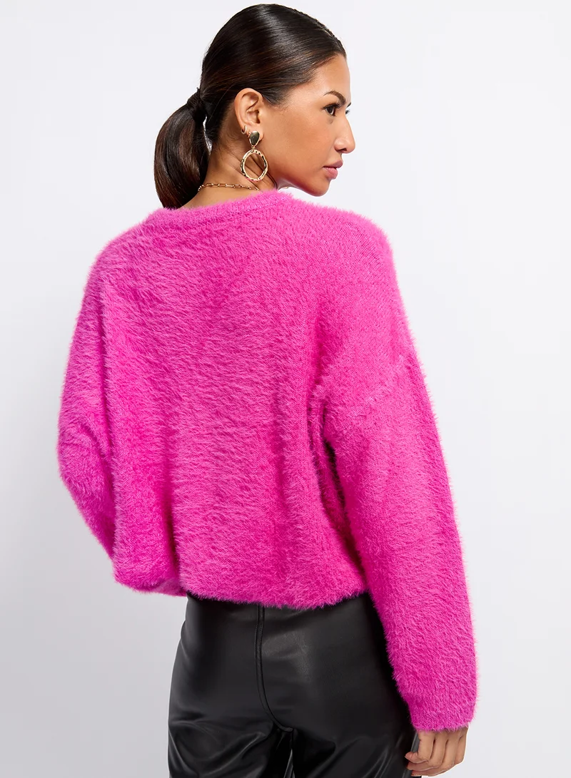 Little Mistress Crew Neck Knitted Cardigan