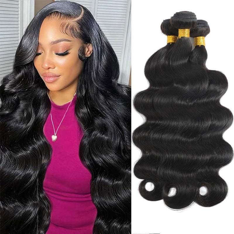FASHION VILA Body Wave Hair 3 Bundles Brazilian Remy Virgin Human Hair Weave Bundles 12A 100 Unprocessed Body Wave Human Hair Extensions Natural Color 16 18 20