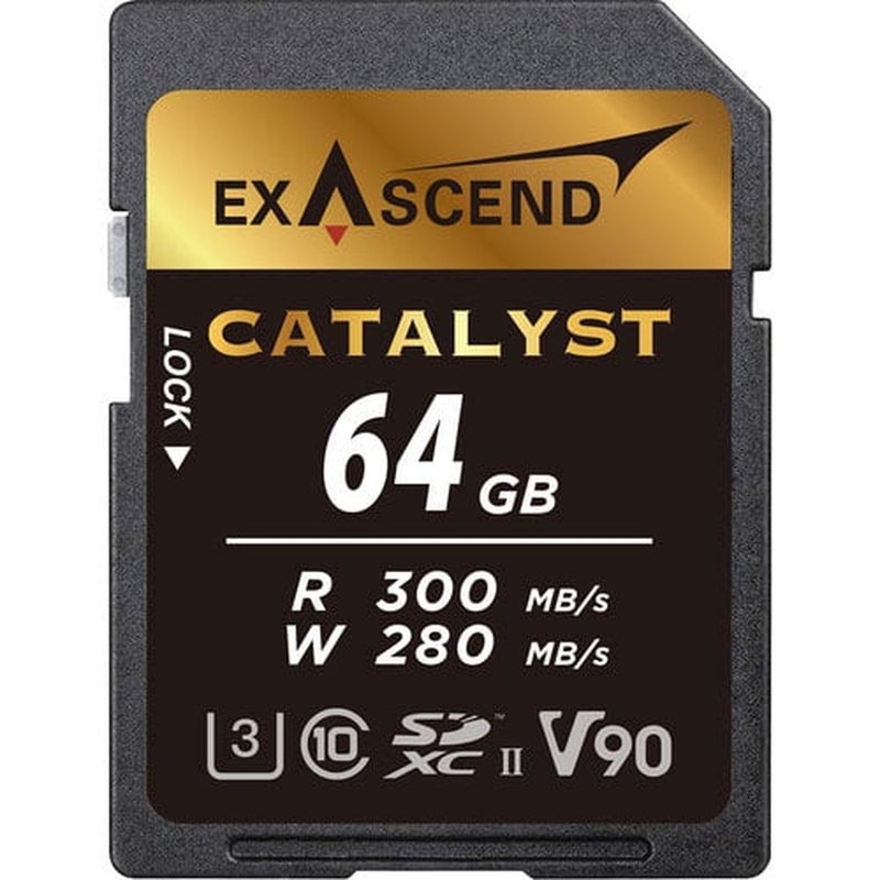 Exascend Catalyst SD Card 64GB, UHS-II / V90 / U3 / Class 10, Read:300 MB/s, Write:280 MB/s