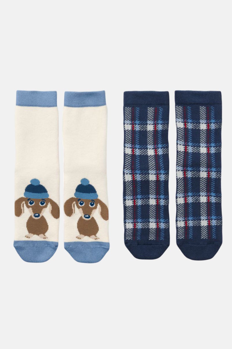 Tchibo Toddlers  Girl 2 Piece Textured Socks, Blue Combo  - Image 1