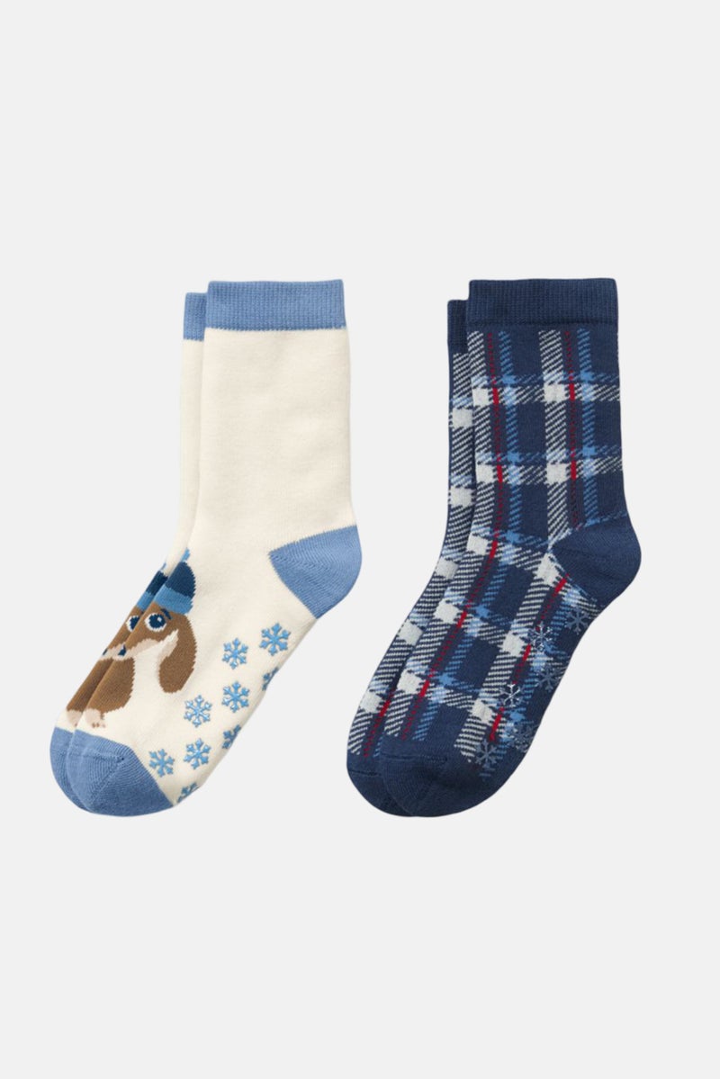 Tchibo Toddlers  Girl 2 Piece Textured Socks, Blue Combo  - Image 2