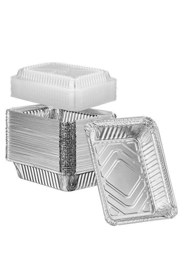 Comfy Package Comfy Package [50 Sets 2 lb Capacity Disposable Aluminum Foil Pans with Lids, 8x5 inch Take-Out Pans, with Clear Plastic Dome Lids - Great for Baking, Cooking, Storage, and Freezing  - Image 1