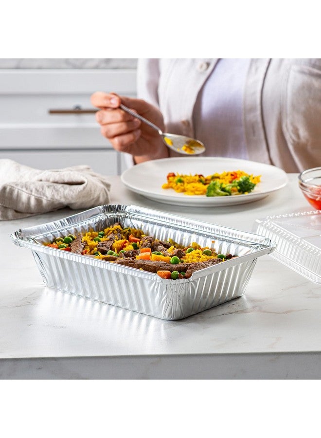 Comfy Package Comfy Package [50 Sets 2 lb Capacity Disposable Aluminum Foil Pans with Lids, 8x5 inch Take-Out Pans, with Clear Plastic Dome Lids - Great for Baking, Cooking, Storage, and Freezing  - Image 2