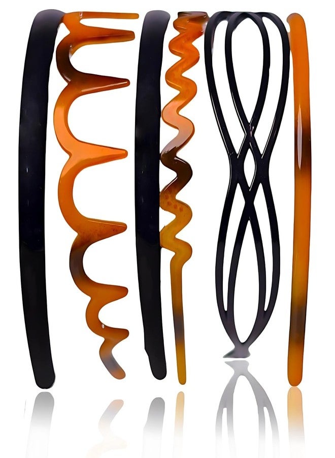 ANNACREATIONS 6 Pcs Korean Style Zig Zag Headband Multicolor Band Shark Teeth Hair Comb Wave Plastic Hairband Hair Accessories for Women and Girls - Image 1