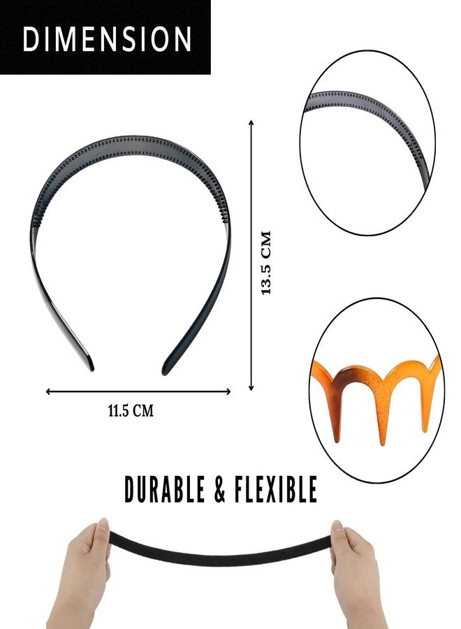 ANNACREATIONS 6 Pcs Korean Style Zig Zag Headband Multicolor Band Shark Teeth Hair Comb Wave Plastic Hairband Hair Accessories for Women and Girls - Image 3