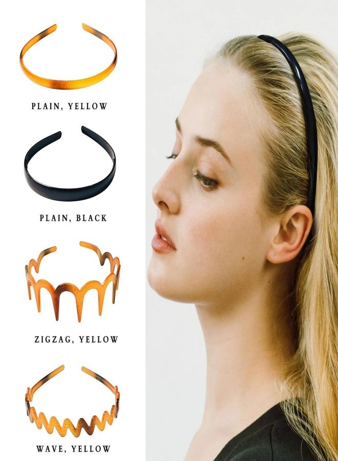 ANNACREATIONS 6 Pcs Korean Style Zig Zag Headband Multicolor Band Shark Teeth Hair Comb Wave Plastic Hairband Hair Accessories for Women and Girls - Image 4