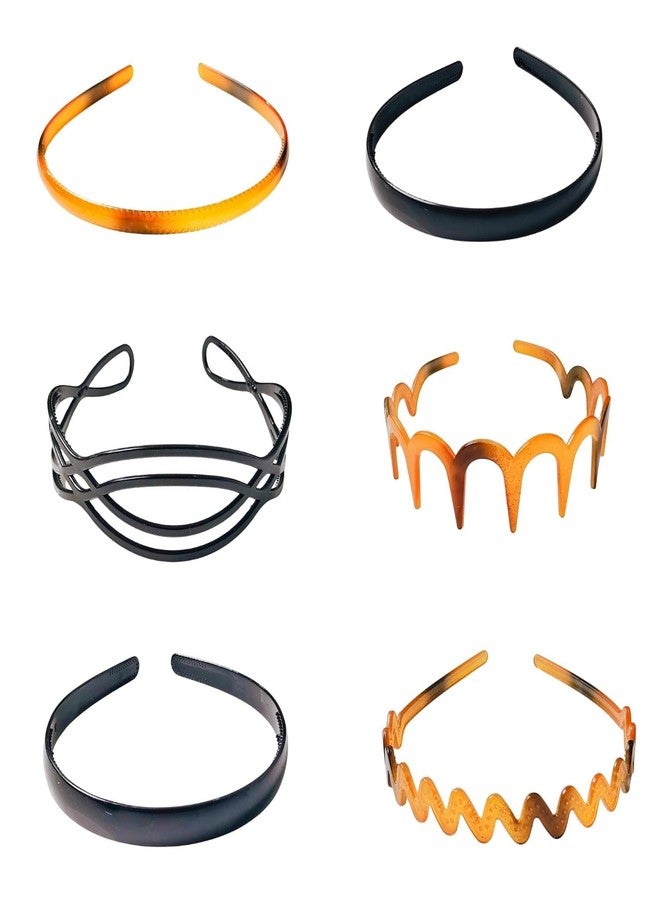 ANNACREATIONS 6 Pcs Korean Style Zig Zag Headband Multicolor Band Shark Teeth Hair Comb Wave Plastic Hairband Hair Accessories for Women and Girls - Image 2