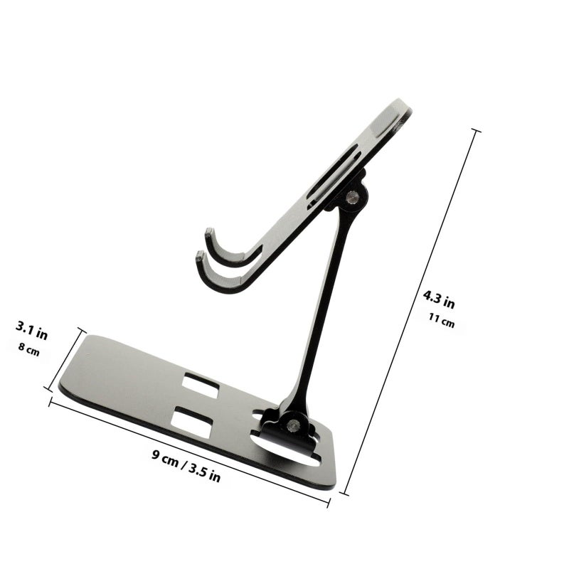 Unomor Aluminum Foldable Phone Stand and Tablet Holder for Home Office Portable Mobile Bracket Adjustable Black - Image 3