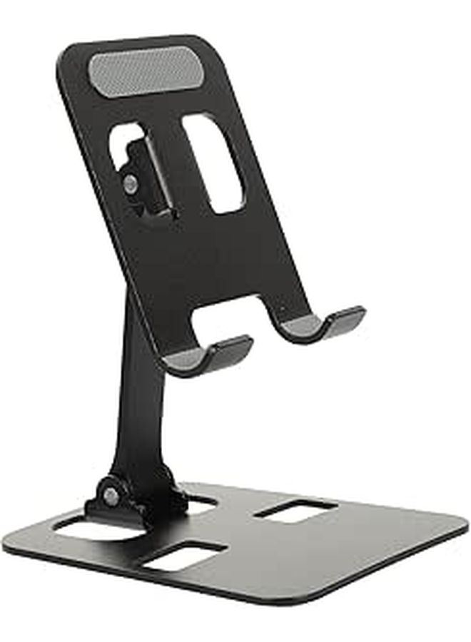 Unomor Aluminum Foldable Phone Stand and Tablet Holder for Home Office Portable Mobile Bracket Adjustable Black - Image 1