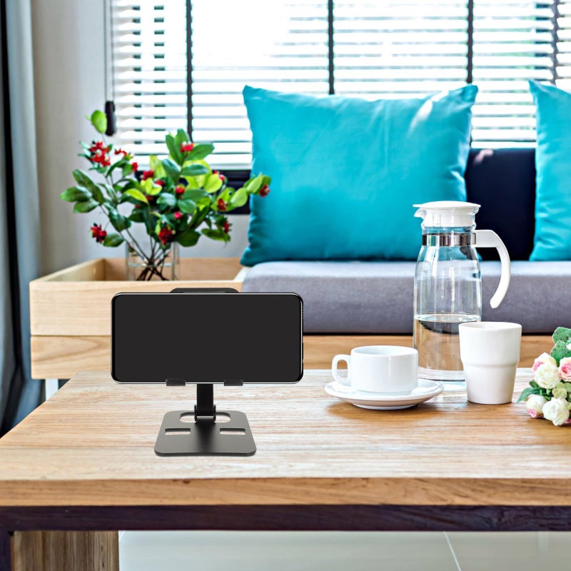 Unomor Aluminum Foldable Phone Stand and Tablet Holder for Home Office Portable Mobile Bracket Adjustable Black - Image 4